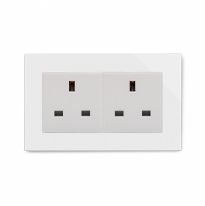 Crystal PG 13A Double Plug Unswitched Socket White